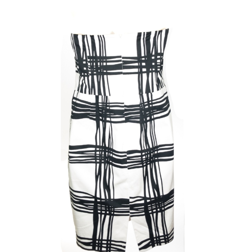 Express Strapless Bodycon Dress Black White Check Size 8 - Picture 3 of 5